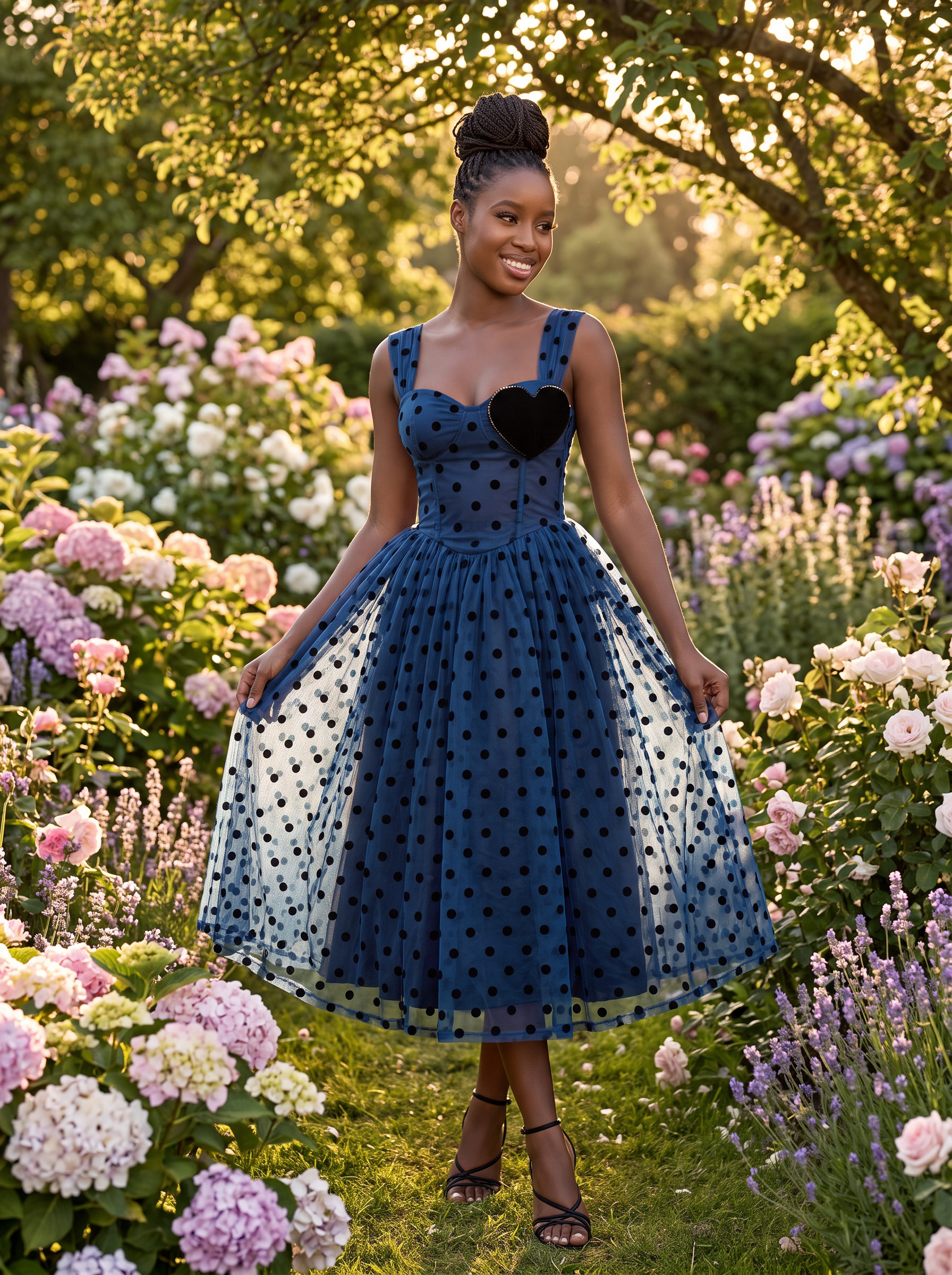 Blue Polka Midi